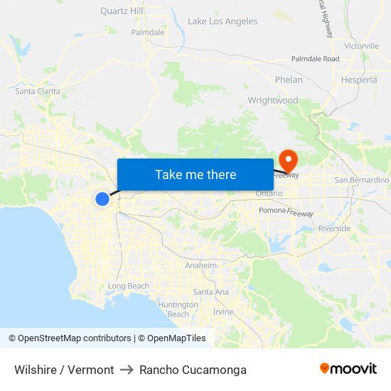 Wilshire / Vermont to Rancho Cucamonga map