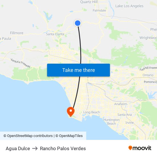 Agua Dulce to Rancho Palos Verdes map