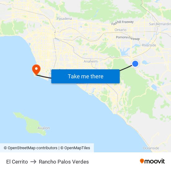 El Cerrito to Rancho Palos Verdes map
