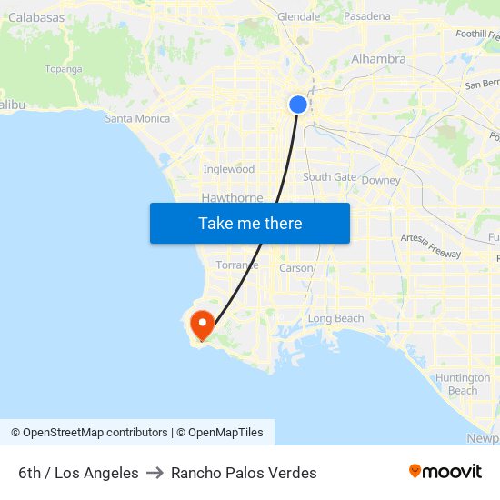 6th / Los Angeles to Rancho Palos Verdes map