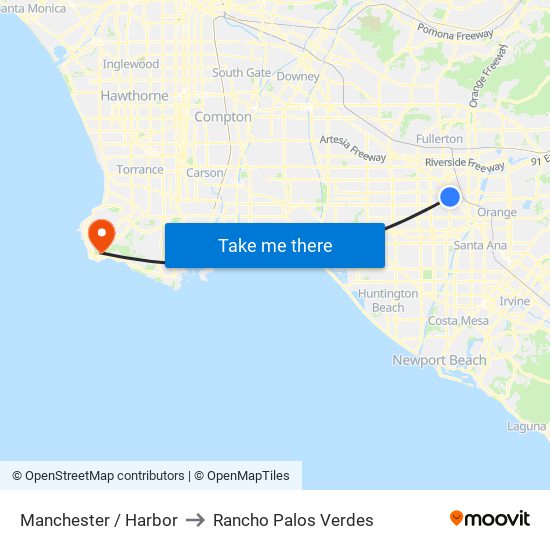 Manchester / Harbor to Rancho Palos Verdes map