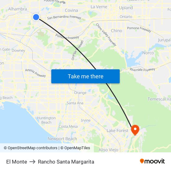 El Monte to Rancho Santa Margarita map