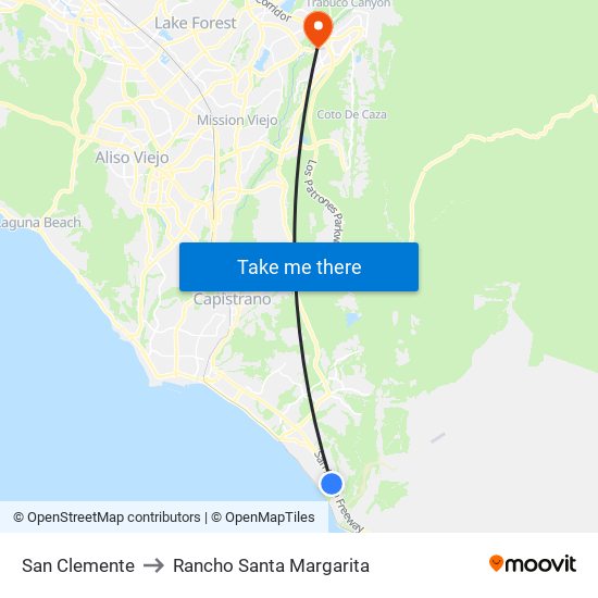 San Clemente to Rancho Santa Margarita map