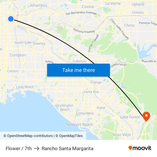 Flower / 7th to Rancho Santa Margarita map