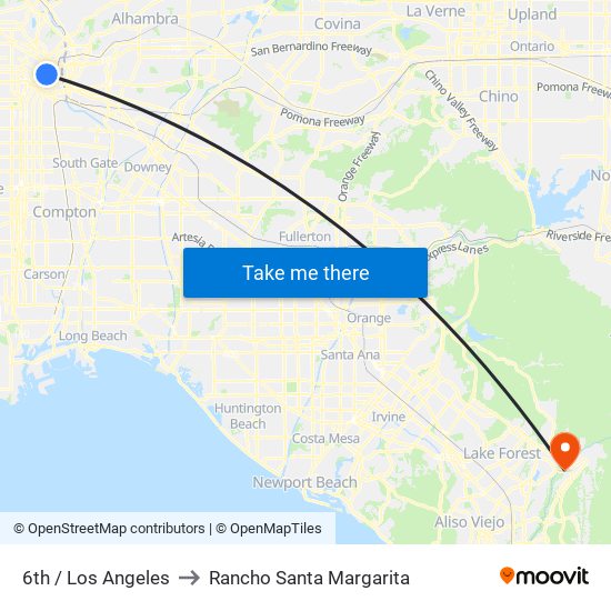 6th / Los Angeles to Rancho Santa Margarita map