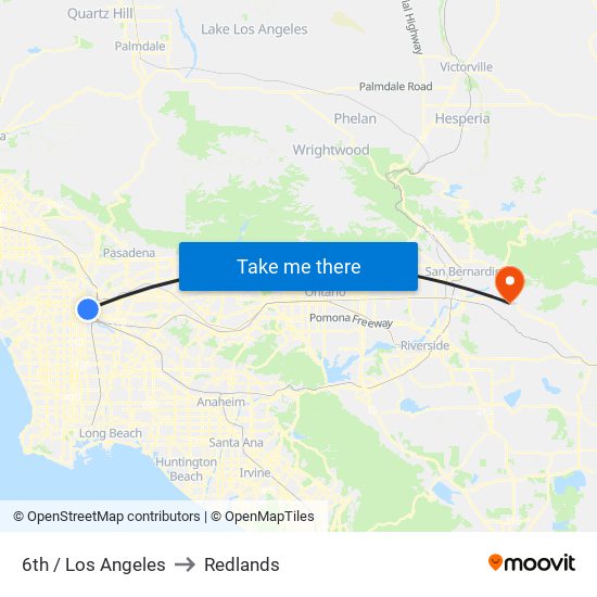 6th / Los Angeles to Redlands map