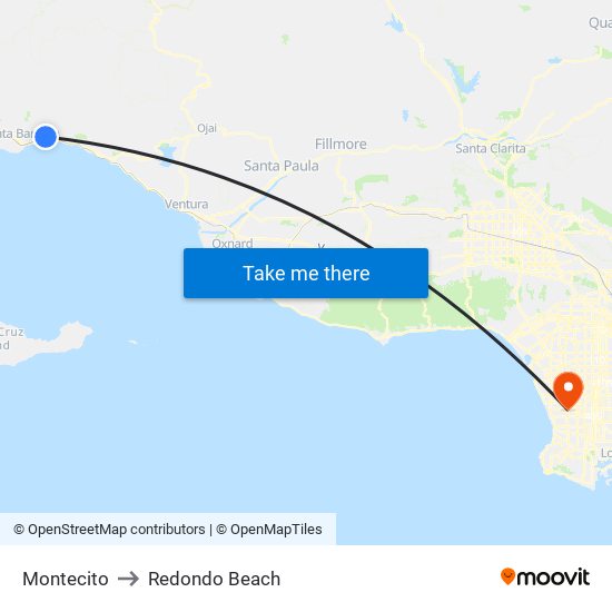 Montecito to Redondo Beach map