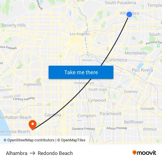 Alhambra to Redondo Beach map