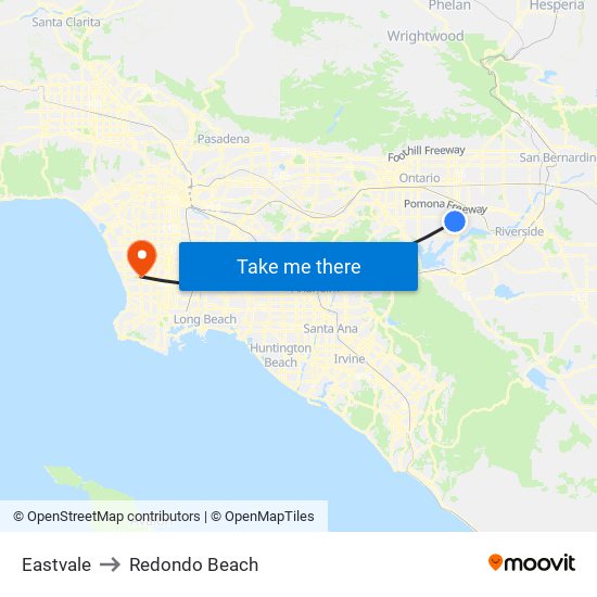 Eastvale to Redondo Beach map