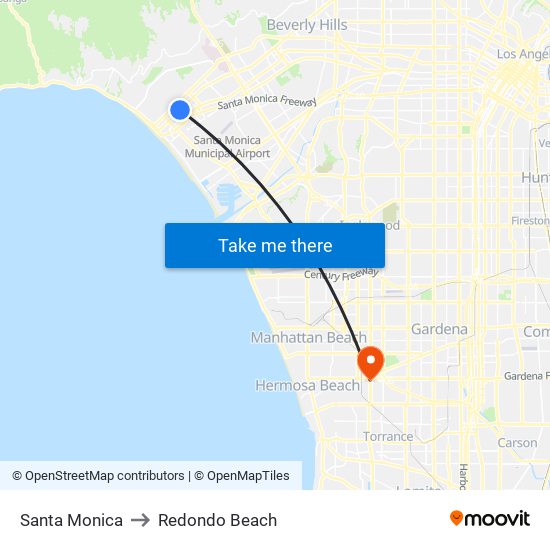 Santa Monica to Redondo Beach map