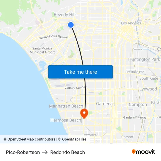 Pico-Robertson to Redondo Beach map