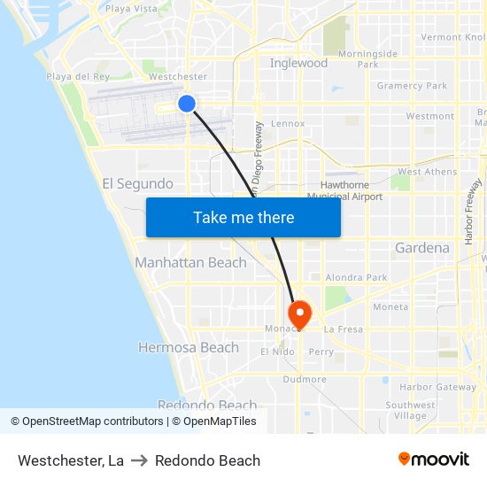 Westchester, La to Redondo Beach map