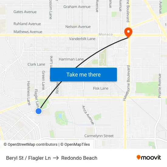 Beryl St / Flagler Ln to Redondo Beach map