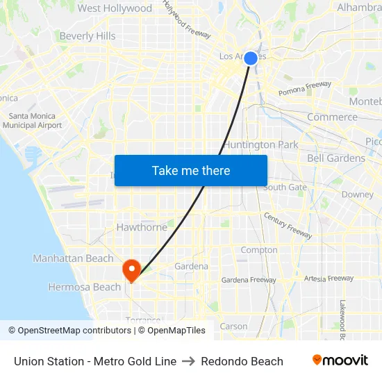 Union Station - Metro Gold Line to Redondo Beach map
