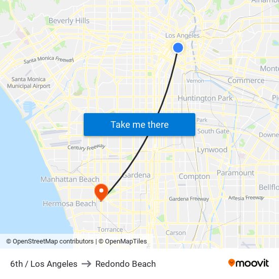 6th / Los Angeles to Redondo Beach map