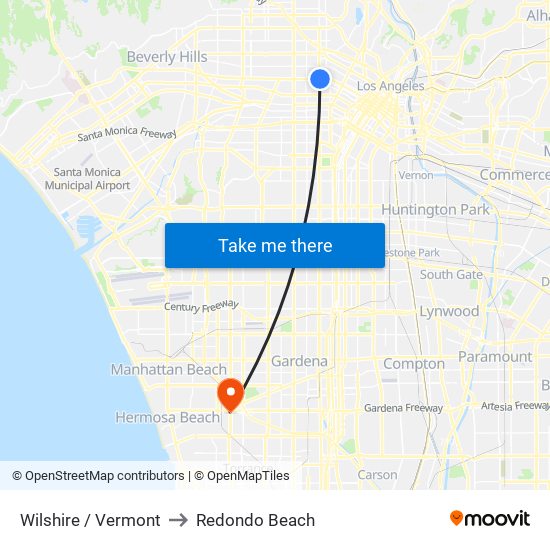 Wilshire / Vermont to Redondo Beach map