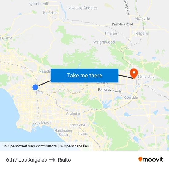 6th / Los Angeles to Rialto map