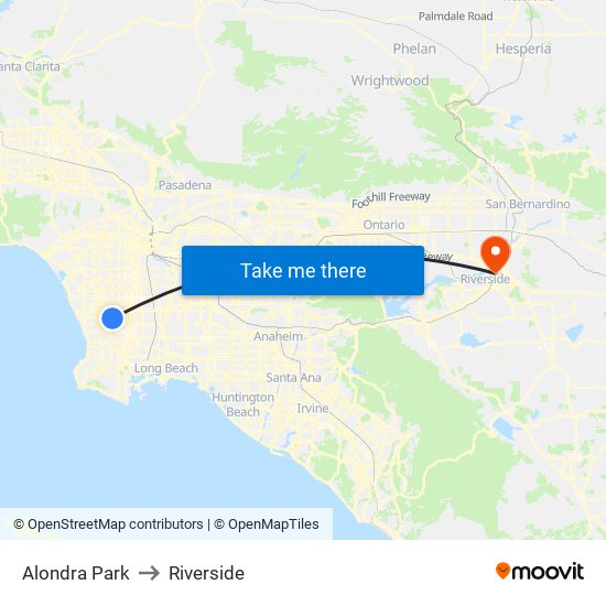 Alondra Park to Riverside map
