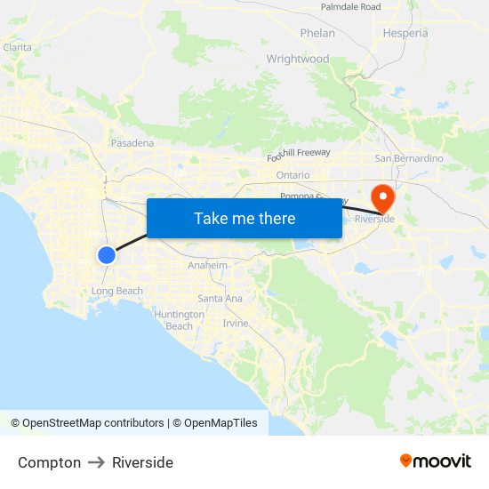 Compton to Riverside map