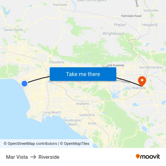 Mar Vista to Riverside map