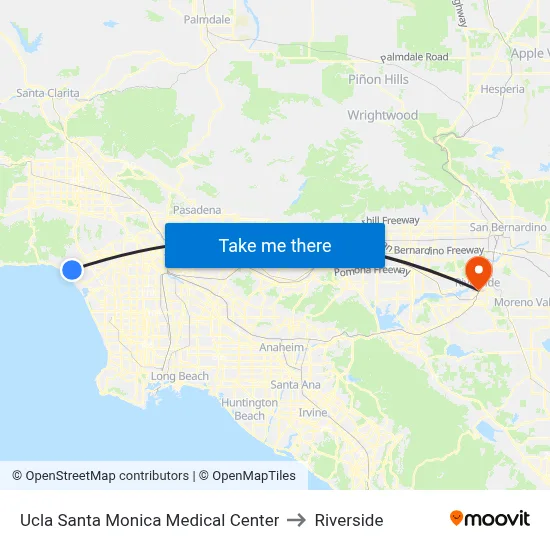 Ucla Santa Monica Medical Center to Riverside map