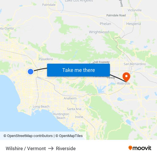 Wilshire / Vermont to Riverside map