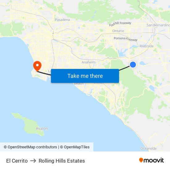 El Cerrito to Rolling Hills Estates map