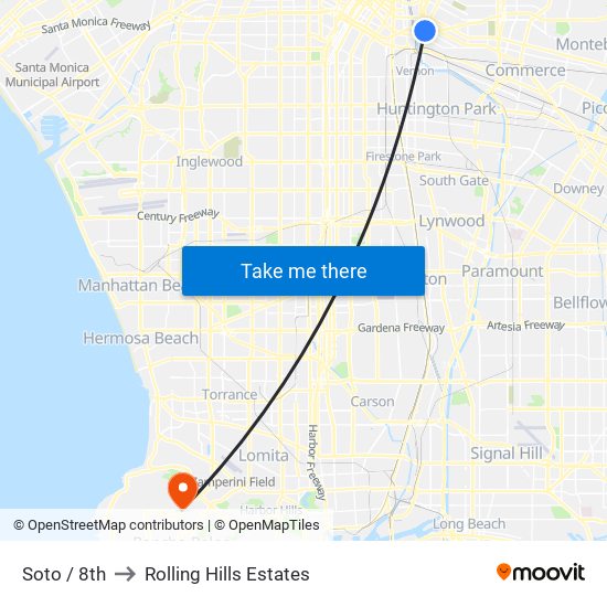 Soto / 8th to Rolling Hills Estates map