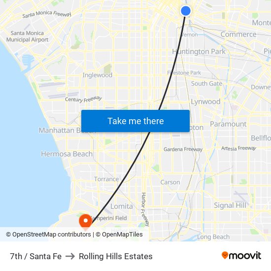 7th / Santa Fe to Rolling Hills Estates map