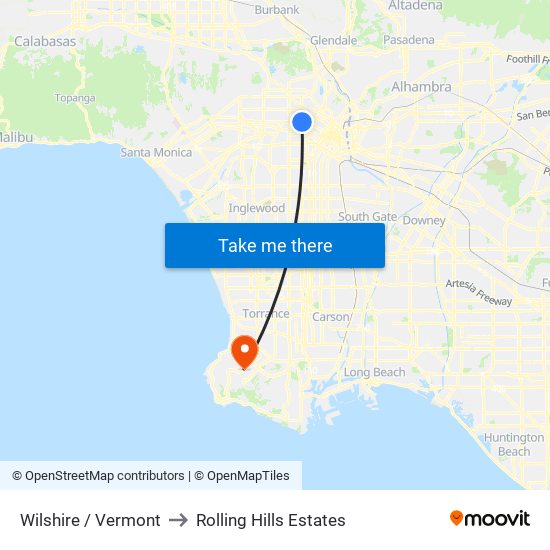 Wilshire / Vermont to Rolling Hills Estates map