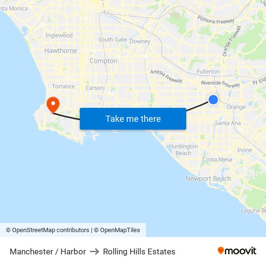 Manchester / Harbor to Rolling Hills Estates map