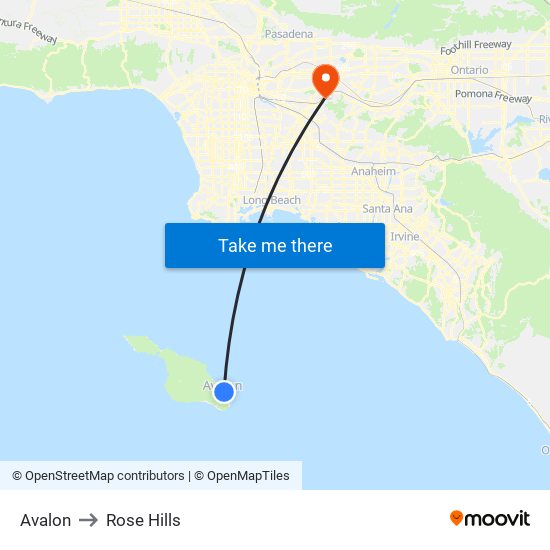 Avalon to Rose Hills map