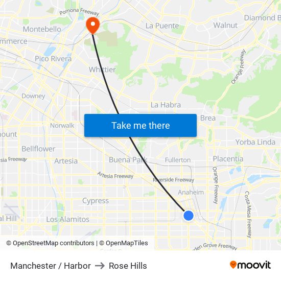 Manchester / Harbor to Rose Hills map