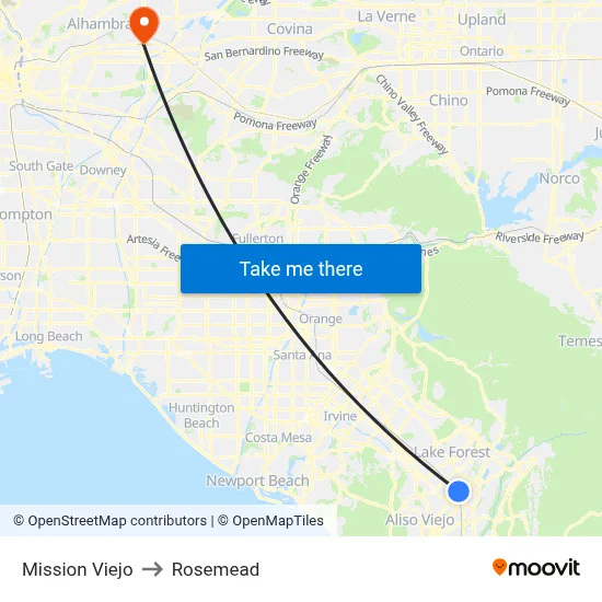 Mission Viejo to Rosemead map