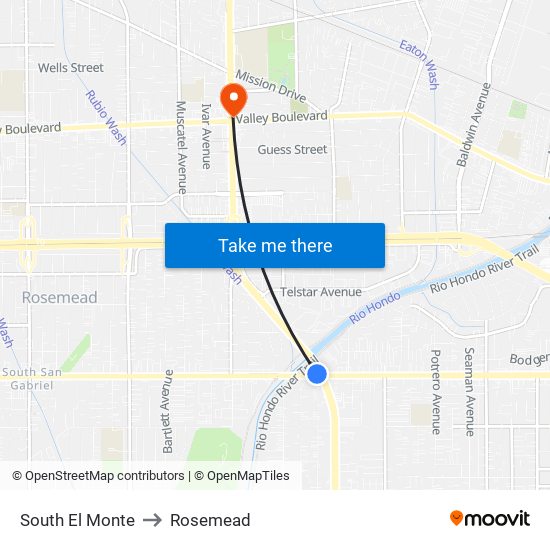 South El Monte to Rosemead map