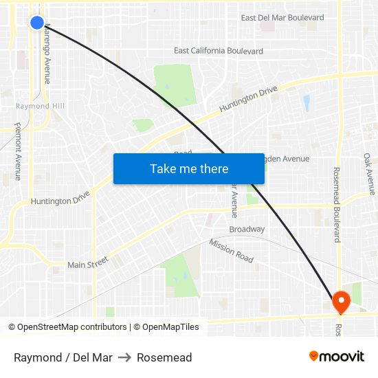 Raymond / Del Mar to Rosemead map