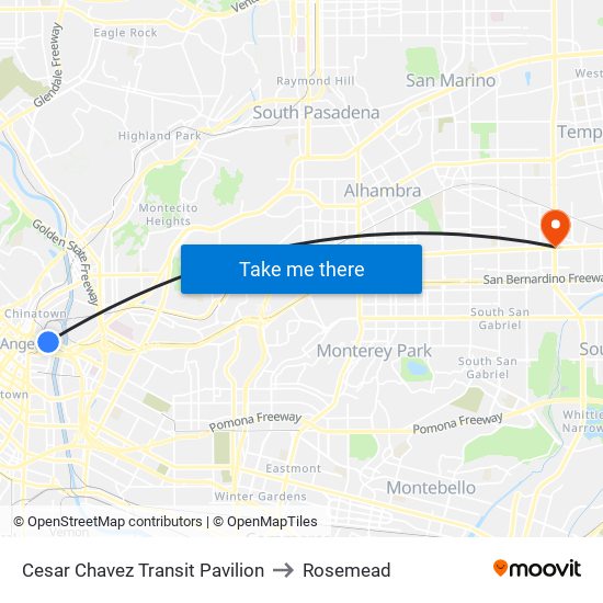 Cesar Chavez Transit Pavilion to Rosemead map