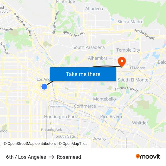 6th / Los Angeles to Rosemead map