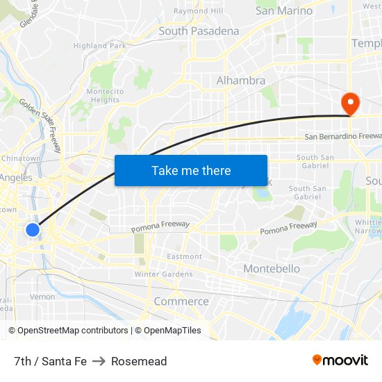 7th / Santa Fe to Rosemead map