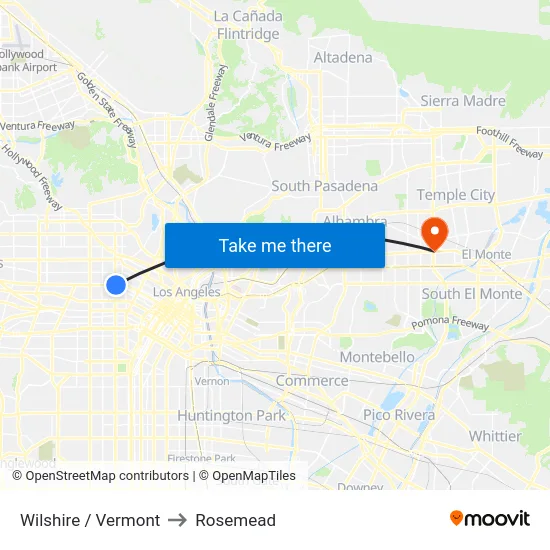Wilshire / Vermont to Rosemead map