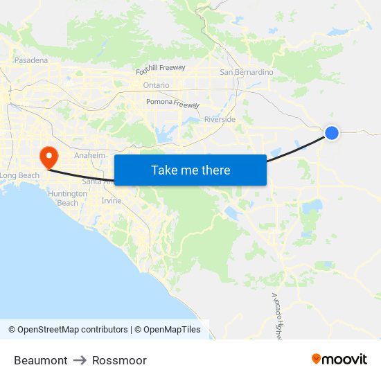 Beaumont to Rossmoor map