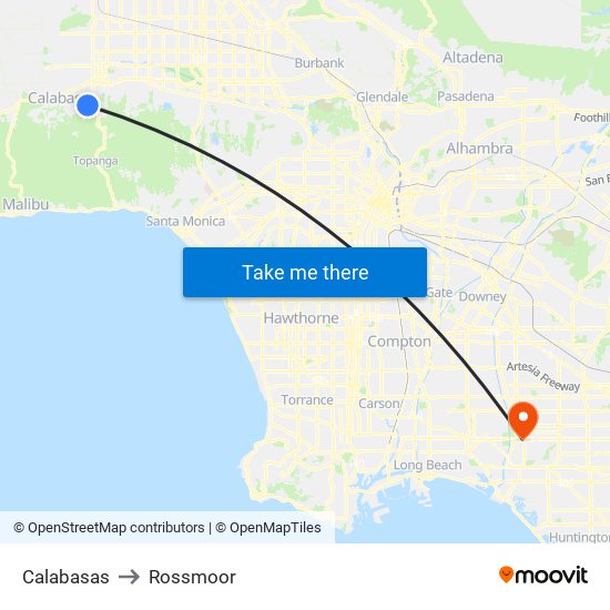 Calabasas to Rossmoor map