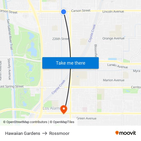 Hawaiian Gardens to Rossmoor map