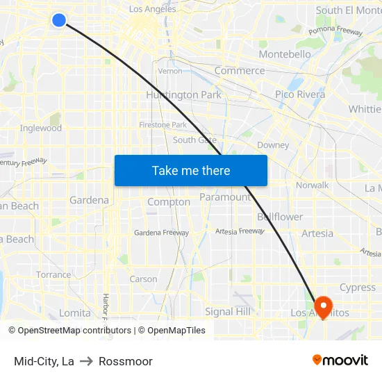 Mid-City to Rossmoor map