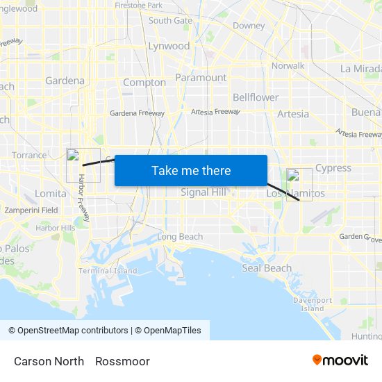 Carson North to Rossmoor map