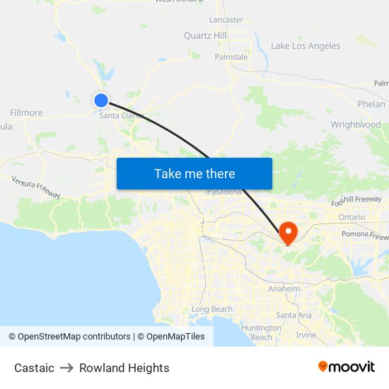 Castaic to Rowland Heights map