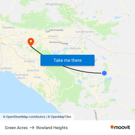 Green Acres to Rowland Heights map