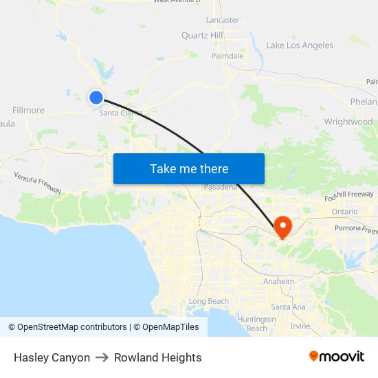 Hasley Canyon to Rowland Heights map
