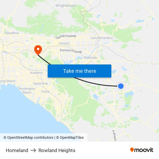 Homeland to Rowland Heights map