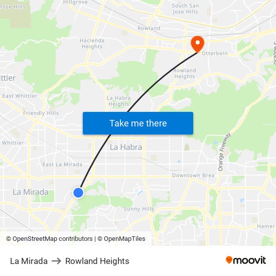 La Mirada to Rowland Heights map